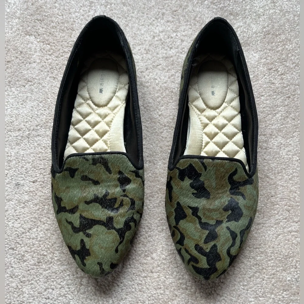 Birdies Green & Black Camo Calf Hair Blackbird Slip On Flats Shoes Sz. 7 - Picture 2 of 5